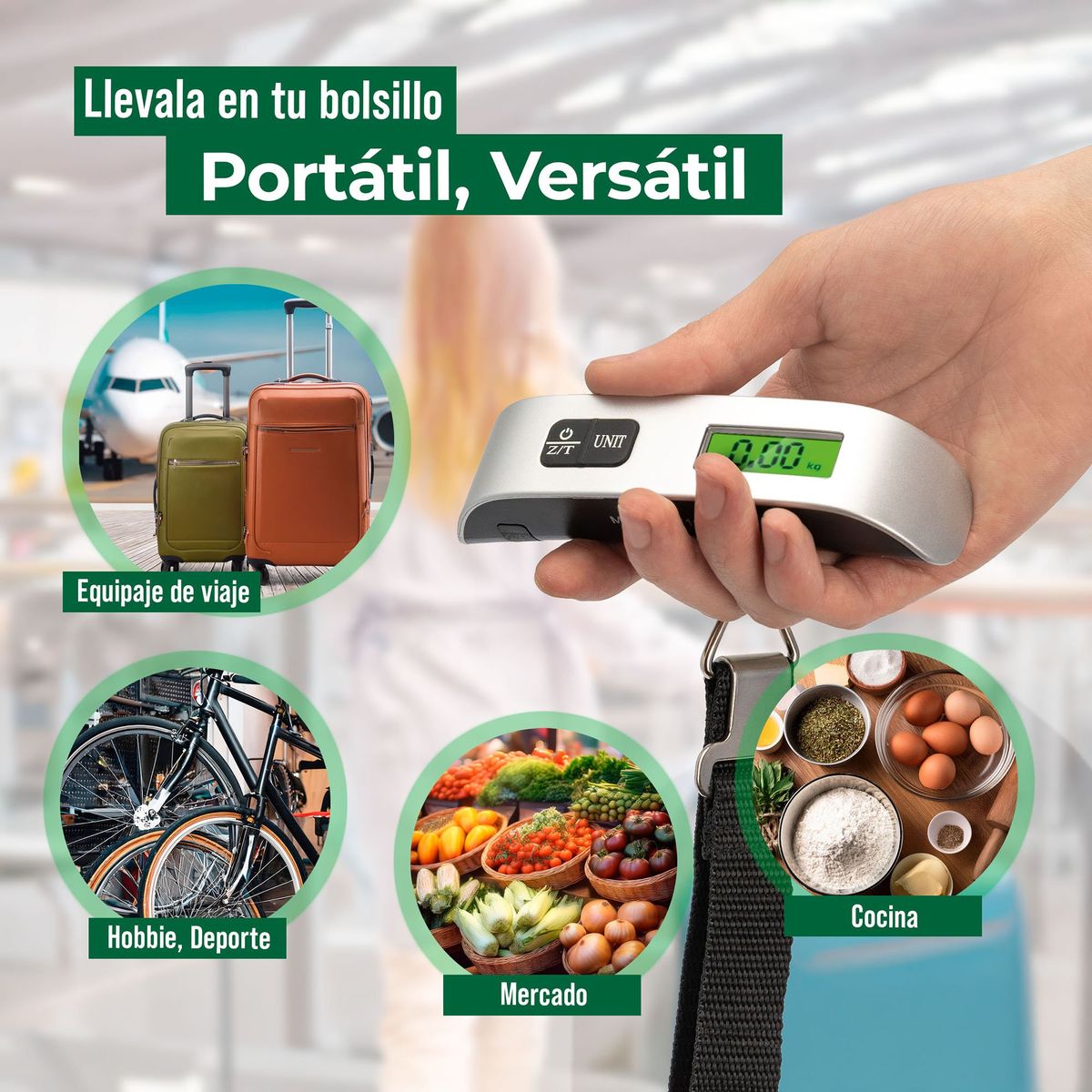 ENERGY PLUS - Pesa Digital Viajera para Maleta y Equipaje Báscula Portátil