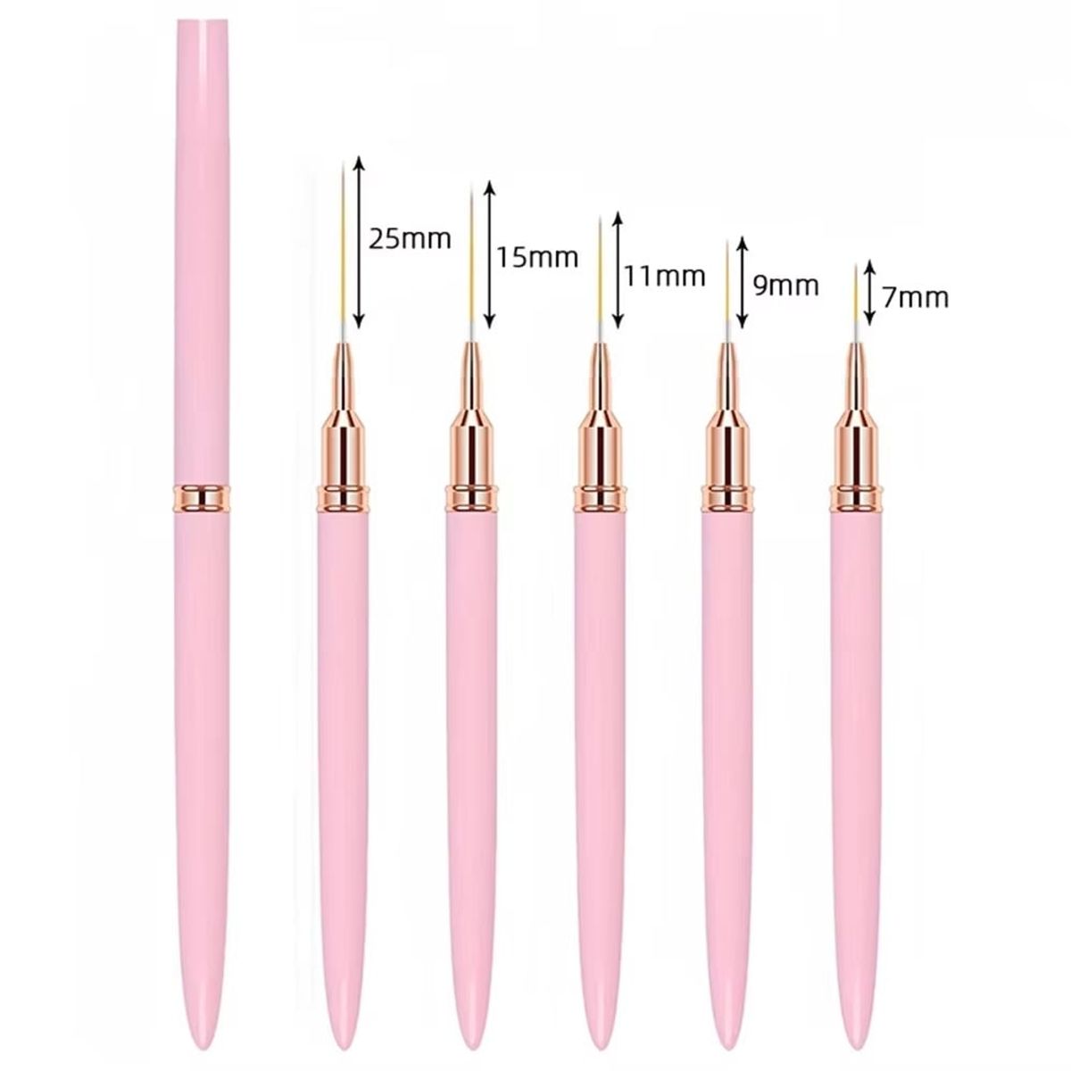 GENERAL - Set 5 Pinceles Liner Profesionales Con Tapa Cerdas Finas R