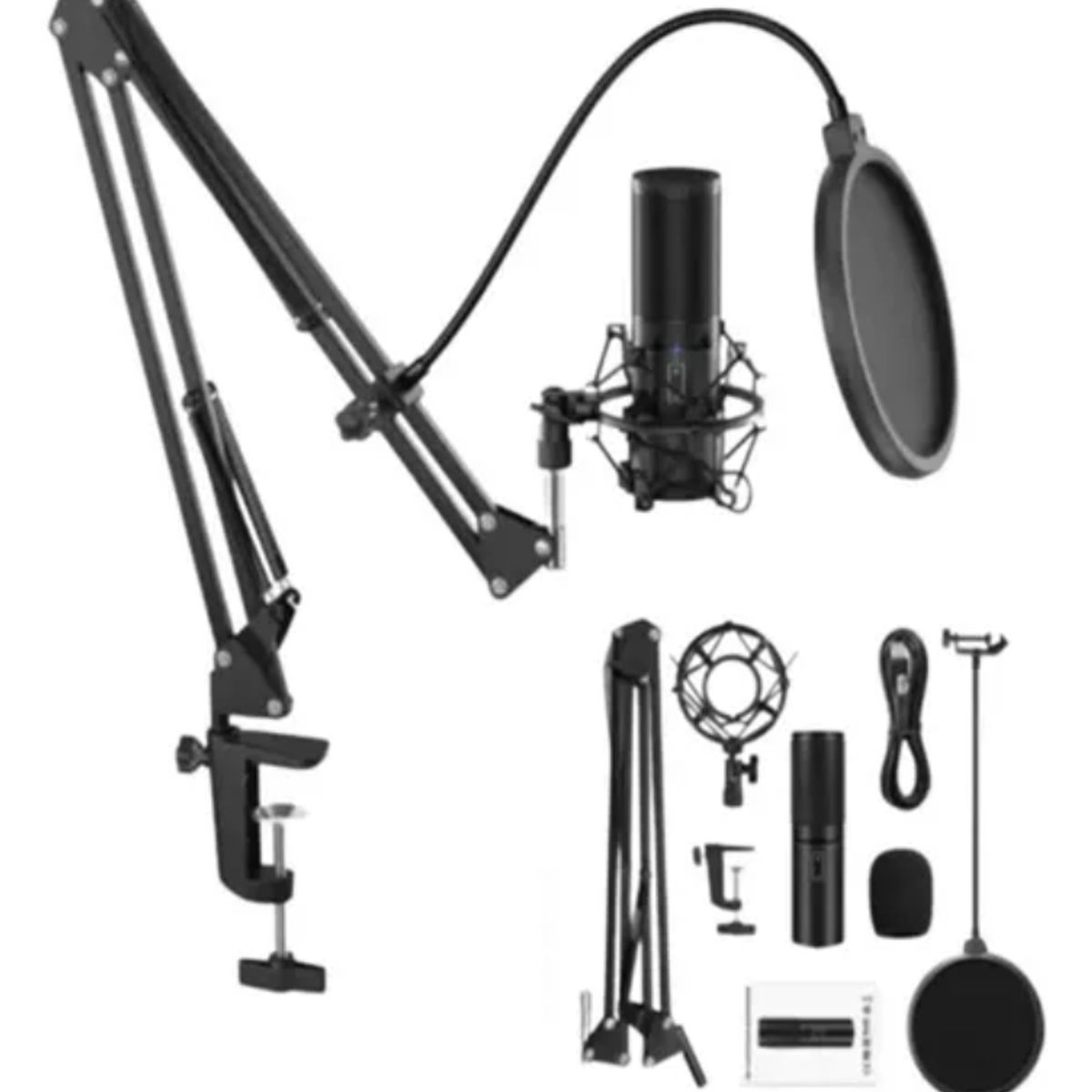 GENERICO - MICROFONO CONDENSADOR DE GRABACION PROFESIONAL CON BASE