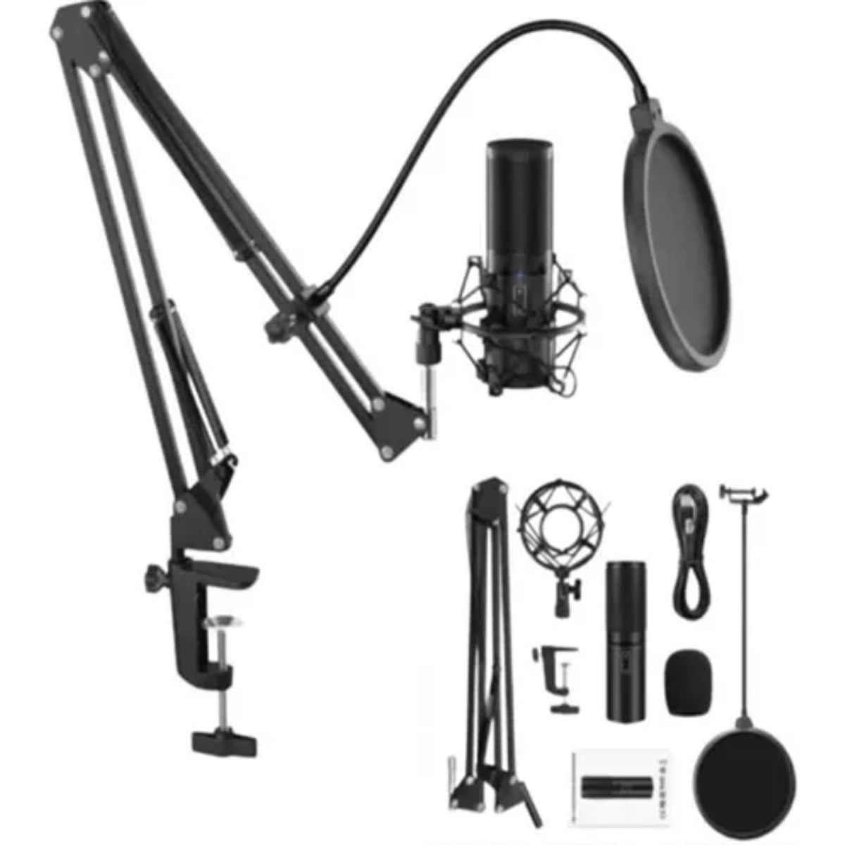 GENERICO - MICROFONO CONDENSADOR DE GRABACION PROFESIONAL CON BASE