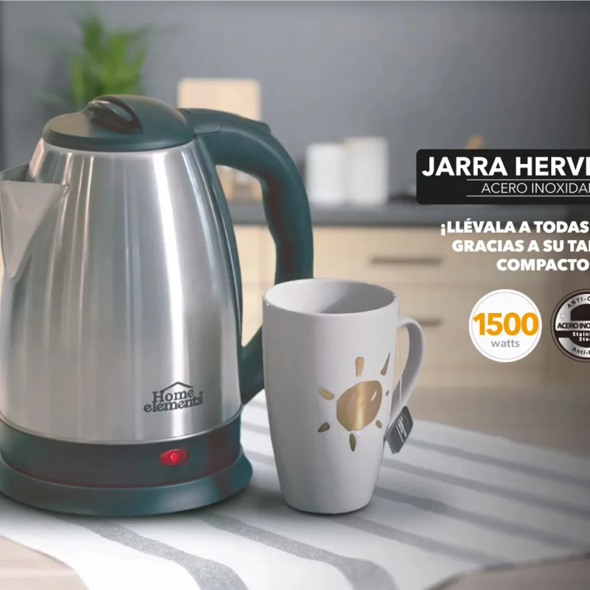 HOME ELEMENTS - Jarra Hervidora Acero Inoxidable 1,9 Litros