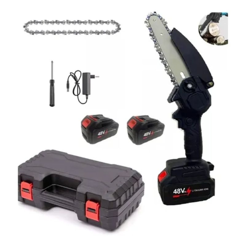 GENERICO - Mini Sierra Motosierra Cadena Inalámbrica 2 Baterias 48v