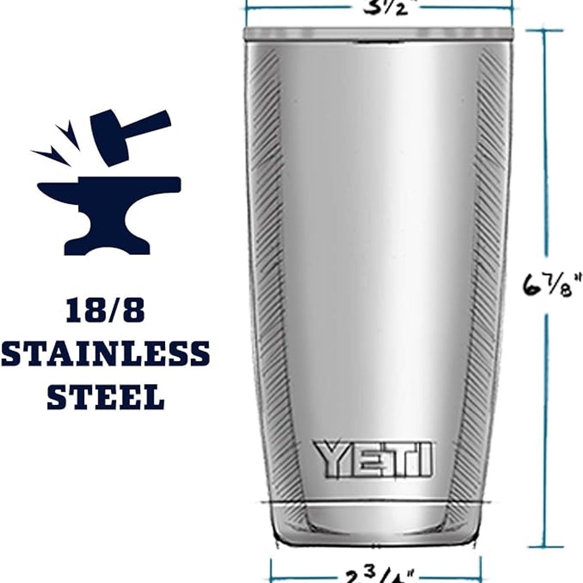 YETI - Vaso Térmico YETI Rambler 20 oz Acero Inoxidable Aislado
