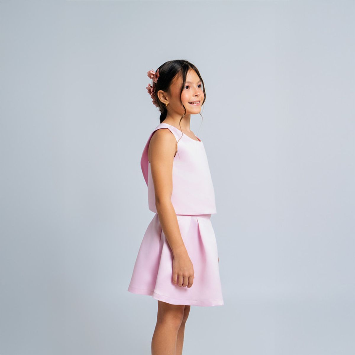 QTORSE - Falda para Niña Satinada Rosa