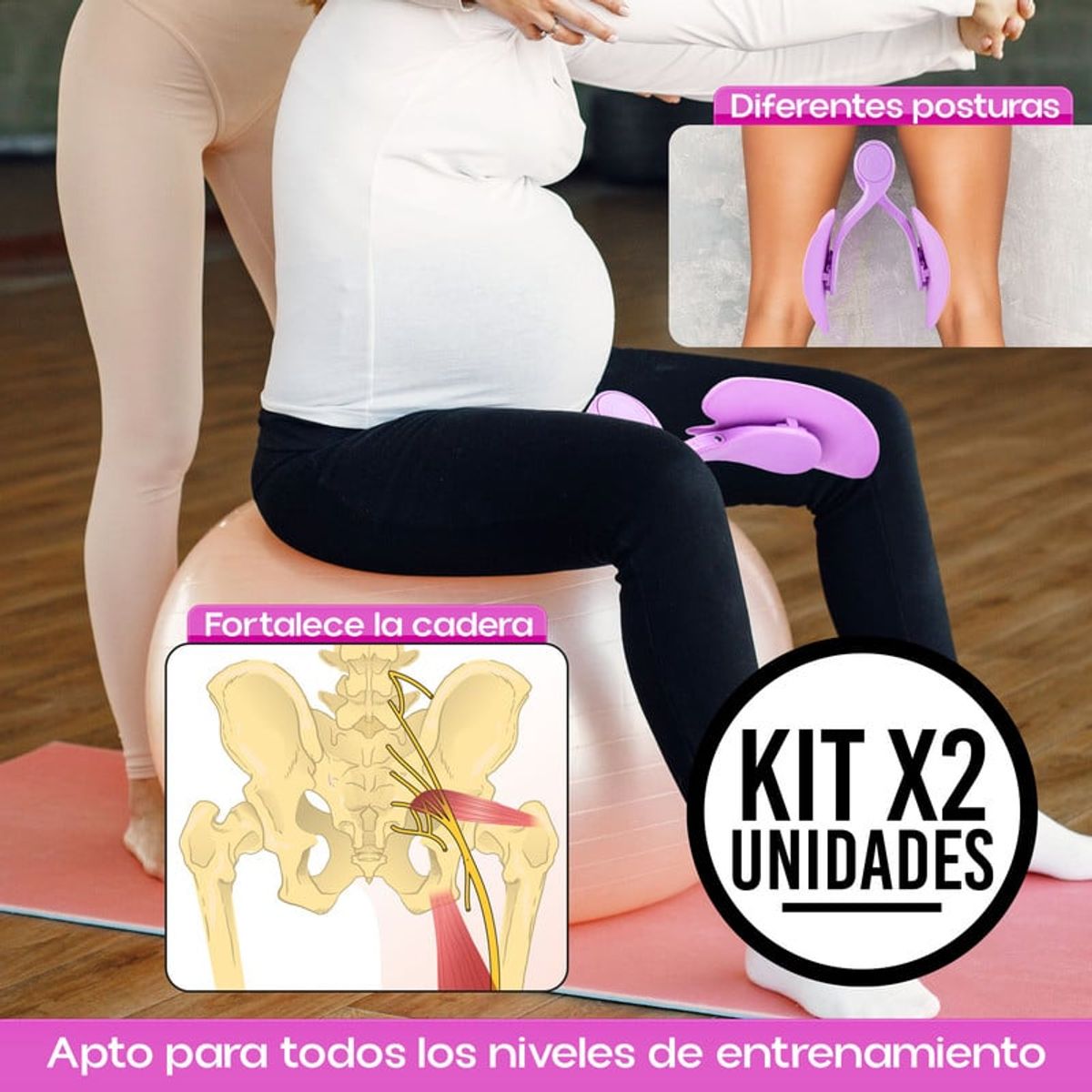 STYLE STARS - Set x2 Entrenador de Cadera Ejercitador de Pelvis y Muslos Morado