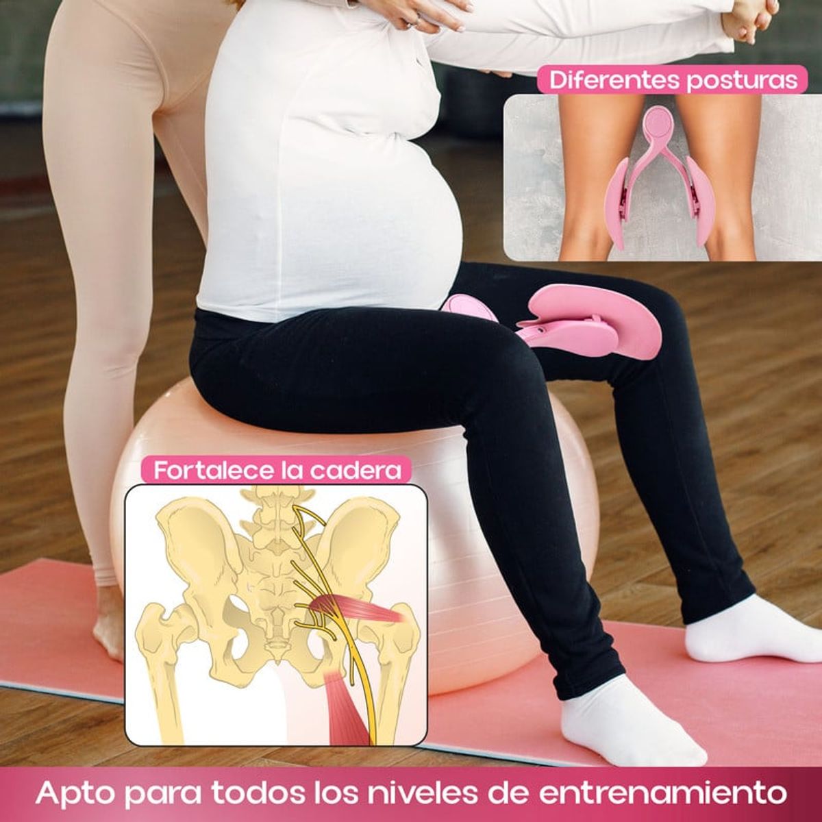 STYLE STARS - Entrenador de Cadera Ejercitador de Pelvis Muslos y Cola Rosado