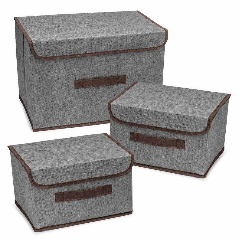 ENERGY PLUS - Set x3 Cajas Organizadoras Ropa Plegables con Tapa y Manijas