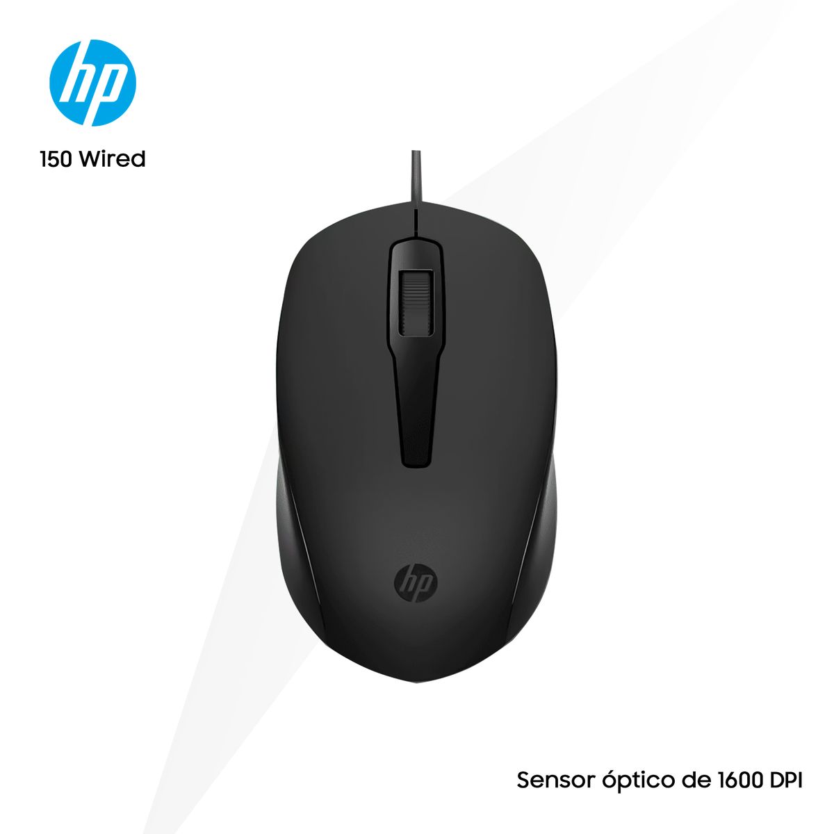 HP - Mouse HP Alámbrico Óptico 150 Wired Negro