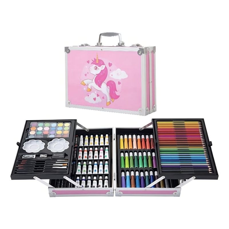 GENERICO - Kit Escolar Set Arte-145pcs Dibujo Maletín Niños