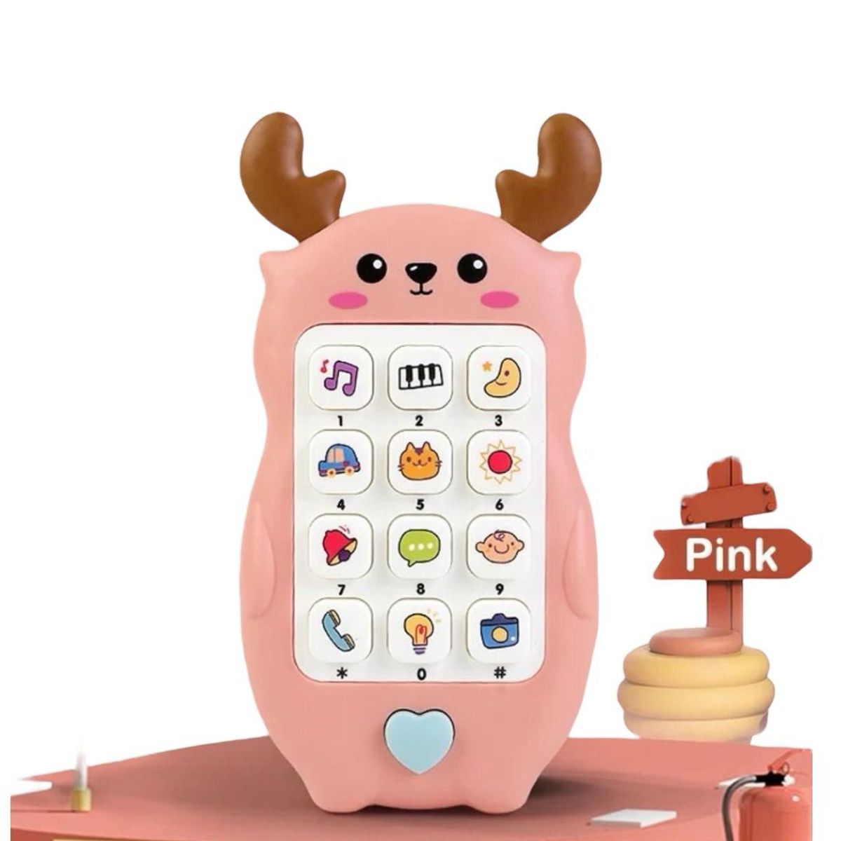 GENERICO - Juguete teléfono didáctico Musical para Bebe Rosa