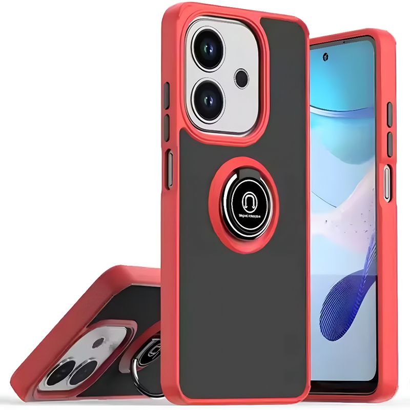 GENERICO - Funda Estuche Mate Con Anillo Compatible Con Oppo A20 A40 Y A60 Rojo