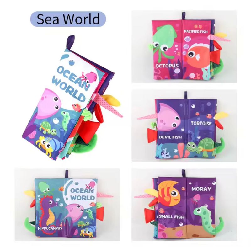 GENERICO - Libro De Estimulación Sensorial De Tela Con colitas Sea Word