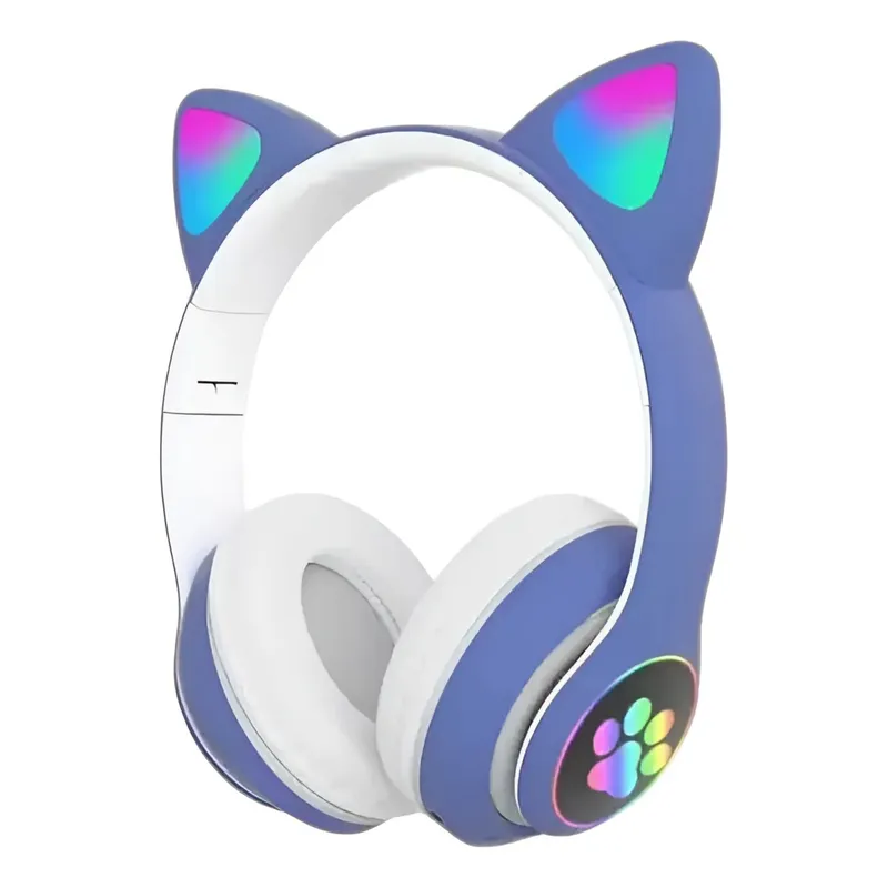 KIDSHOP - Audifonos Inalambricos Diadema Con Orejas De Gato STN-28 Azul