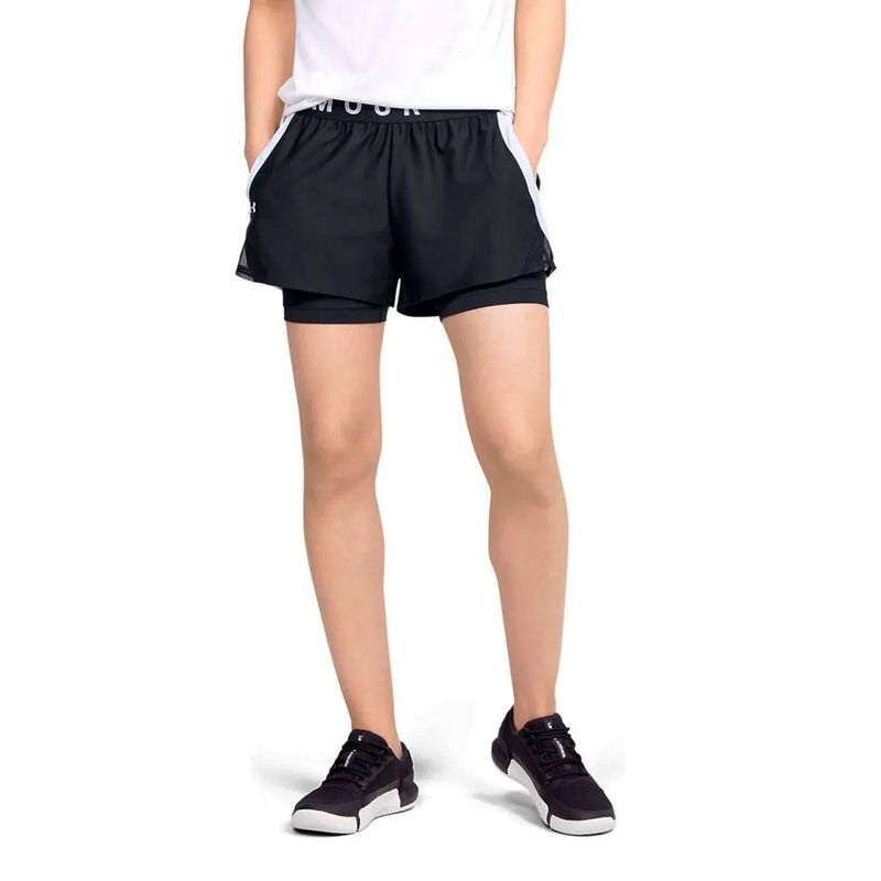 UNDER ARMOUR - UNDER ARMOUR SHORT LYCRA PLAY UP 2 IN 1 RUNNING DAMA NEGRO