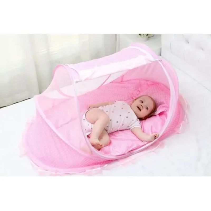 GENERICO - Mosquitero  Cuna Portátil Para Bebes En Color Rosa