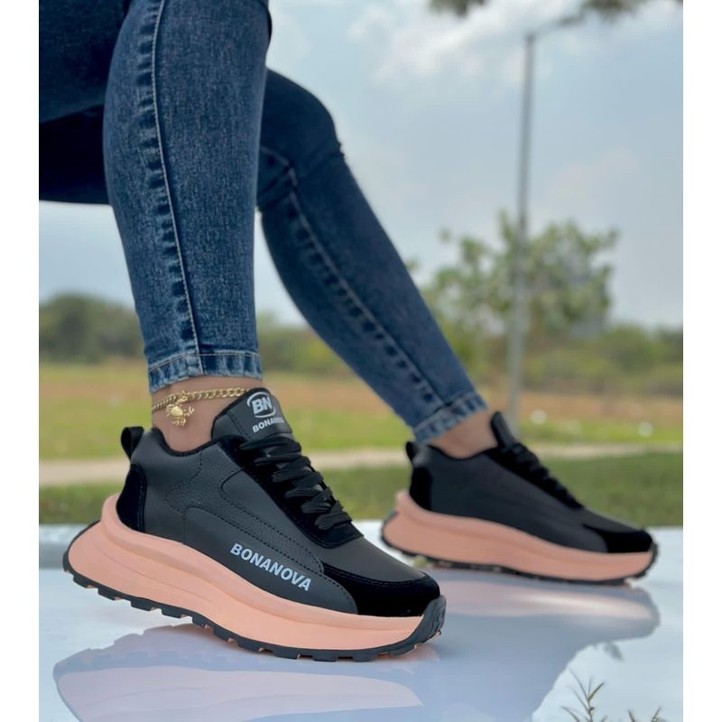 GENERICO - Tenis Bonanova Dama Zapatillas Casuales Mujer Zapatos-Negro
