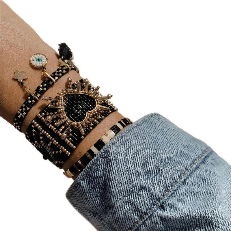 GENERICO - Brazalete Corazón en Miyuki Negro