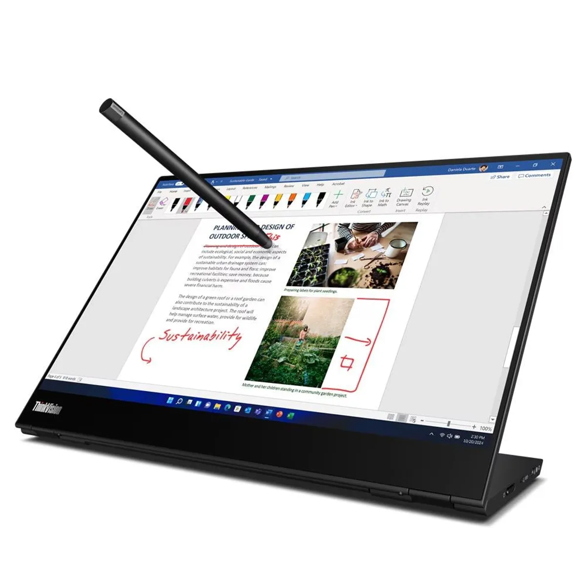 LENOVO - Monitor Portátil Lenovo ThinkVision M14t Gen 2 14” USB-C - Negro con Pen pasivo