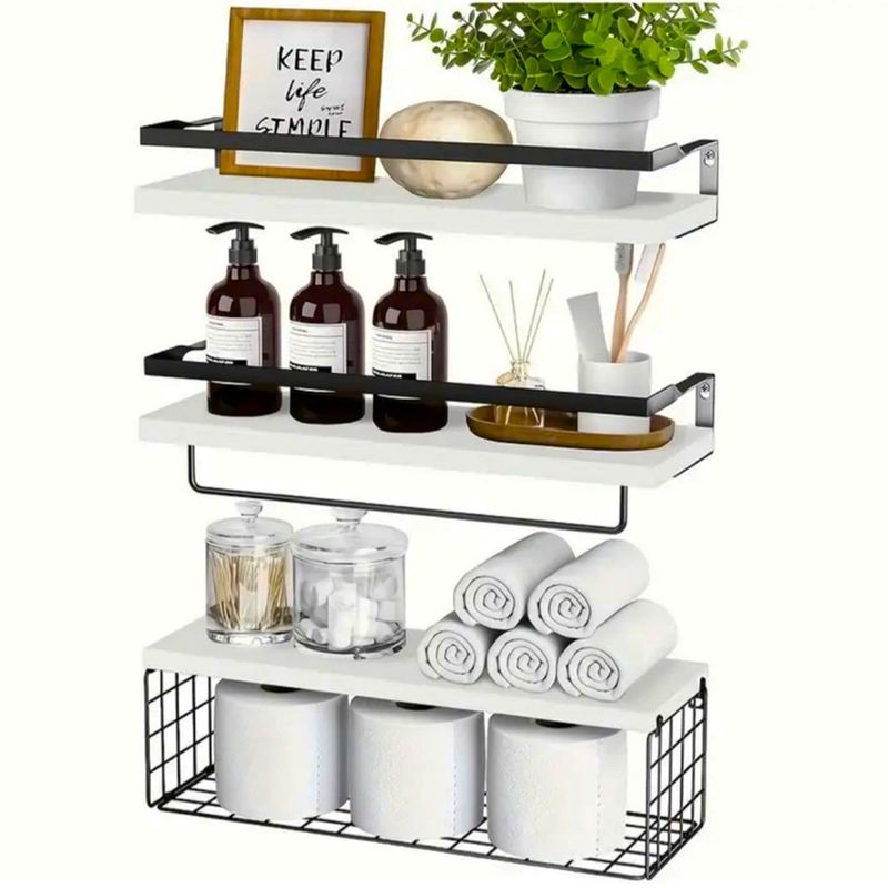 ONE PIXEL - Repisas Estante Flotante Organizador Para Baño 3 Piezas Blanco
