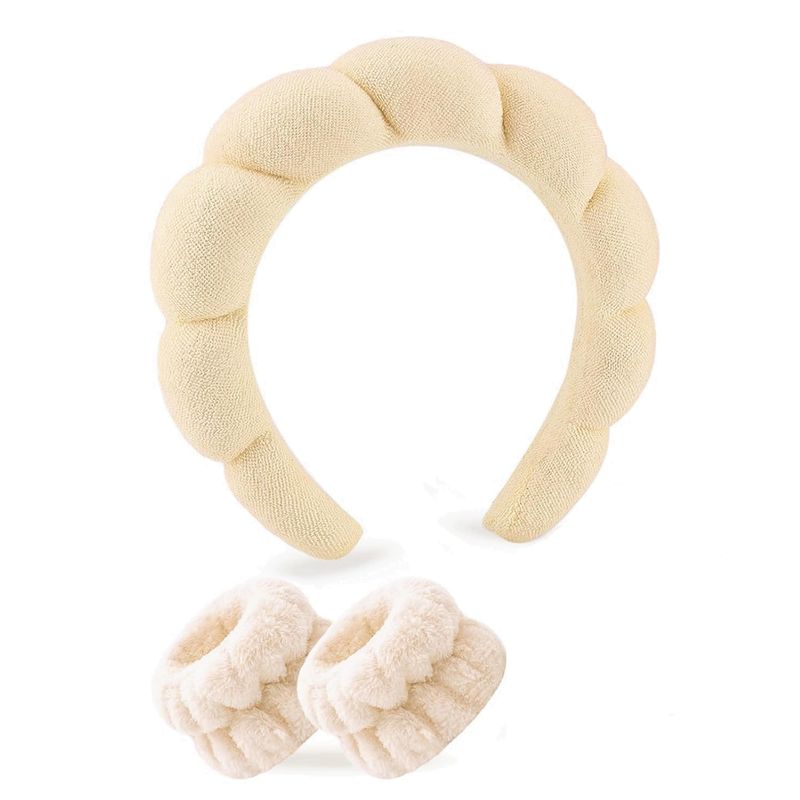 GENERICO - Kit Diadema Y Muñequera De Skincare Maquillaje Spa Esponja