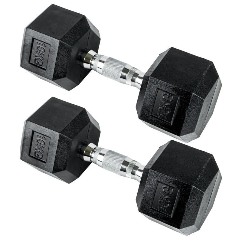 STYLE STARS - Kit x2 Mancuerna Hexagonal 10 Kg Pesas Entrenamiento Seguro