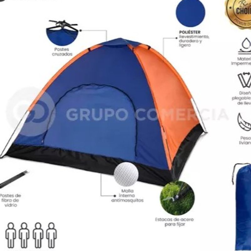 GENERICO - Carpa Camping Acampar Facil Armado 4 Personas Impermeable Ti