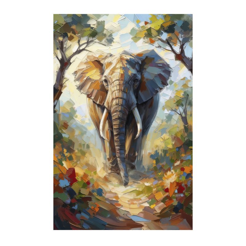 GENERICO - Lienzo Cuadro Decorativo Elefante Sendero Ancestral 93x60Cm