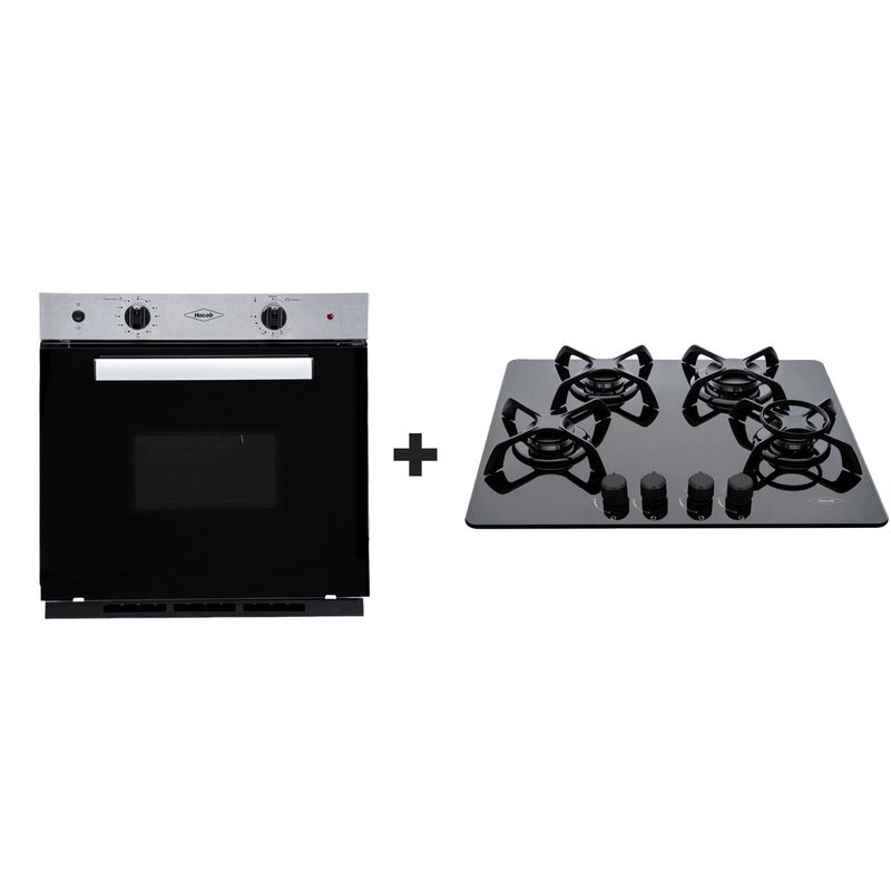 HACEB - Combo Haceb Estufa de empotrar Cristal negro 60X50 cm + Horno mixto 60cm