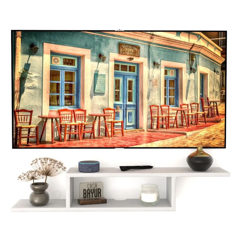 GENERICO - Repisa Flotante Tv  Decoración Sujetalibro Moderna Blanco Nevado