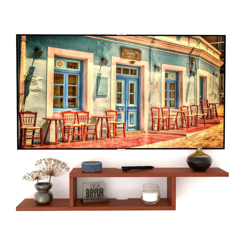 GENERICO - Repisa Flotante Tv  Decoración Sujetalibro Moderna Color Cedro