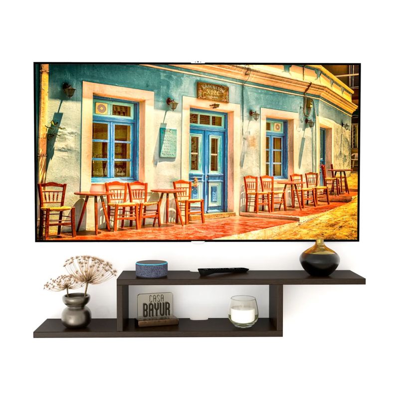 GENERICO - Repisa Flotante Tv  Decoración Sujetalibro Moderna Color Wengue