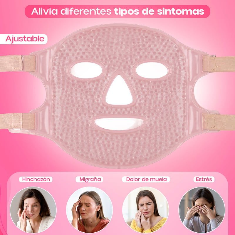 STYLE STARS - Máscara Facial de Gel Reusable Frío o Calor Rejuvenecedora Rosado