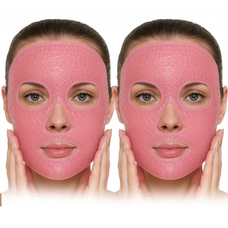 STYLE STARS - Set x2 Máscara Facial Gel Reusable Frío Calor Rejuvenecedora Rosado