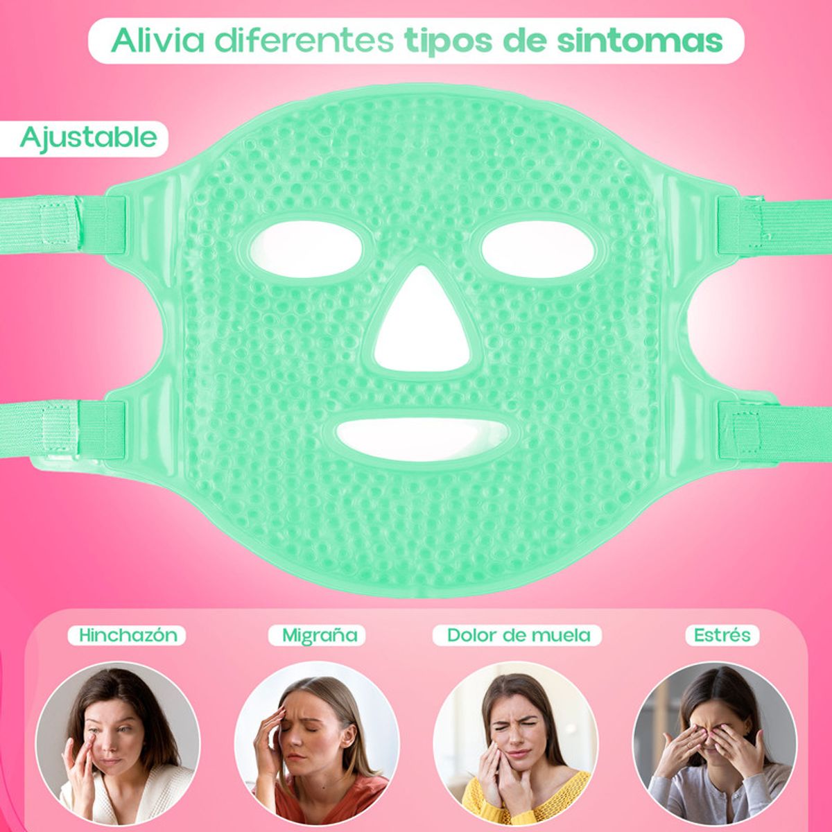 STYLE STARS - Máscara Facial de Gel Reusable Frío o Calor Rejuvenecedora Verde