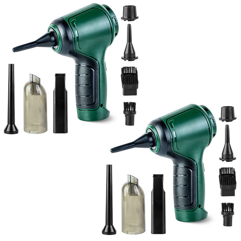 ENERGY PLUS - Set x2 Aspiradora Sopladora Portátil para Carro y Teclado USB Verde
