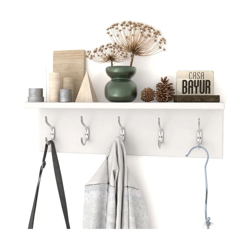 GENERICO - Perchero Ropa P-07  Repisa Decoración Moderna Funcional Color Blanco