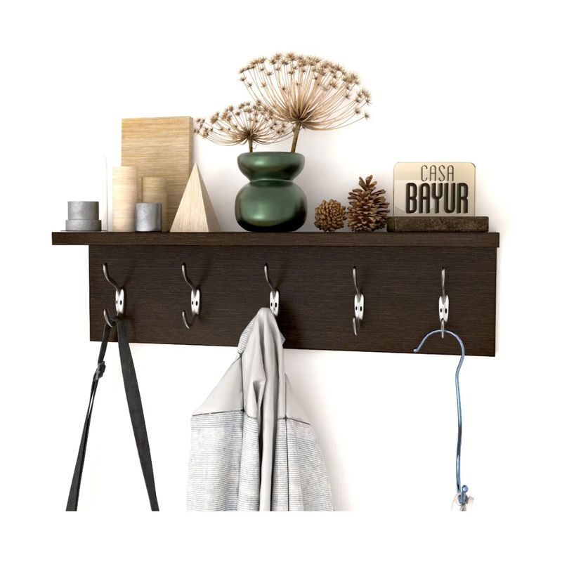 GENERICO - Perchero Ropa P-07  Repisa Decoración Moderno Funcional Color Wengue