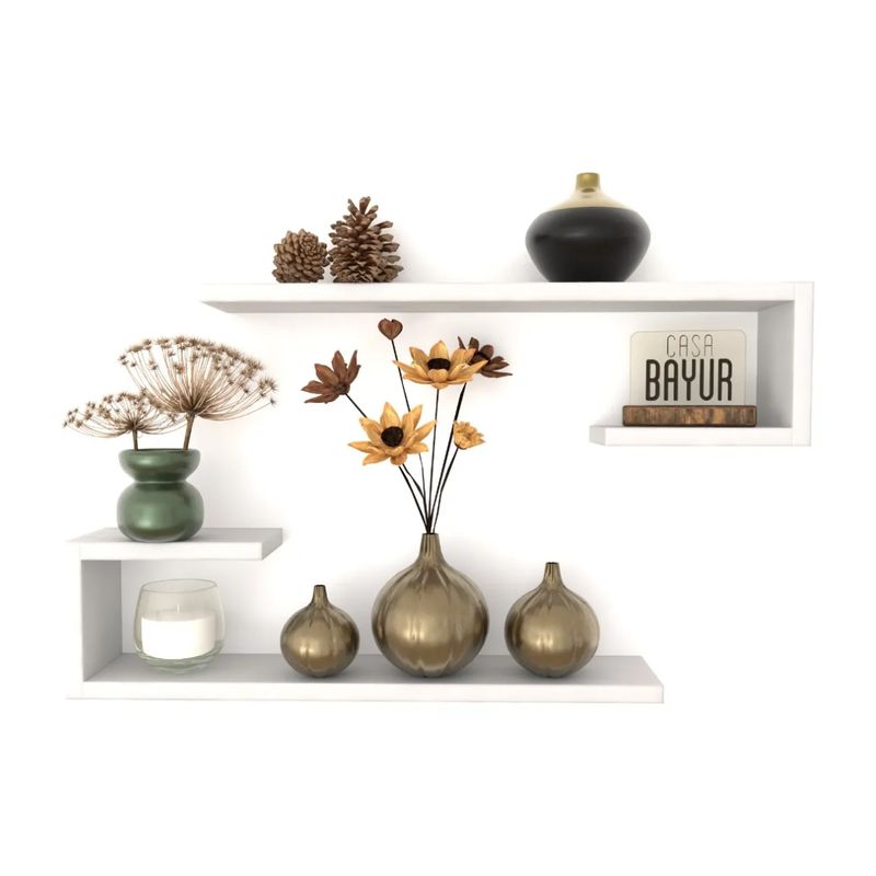 GENERICO - Set 2 Repisas Flotantes C - Decoración, Moderna, Color Blanco Nevado