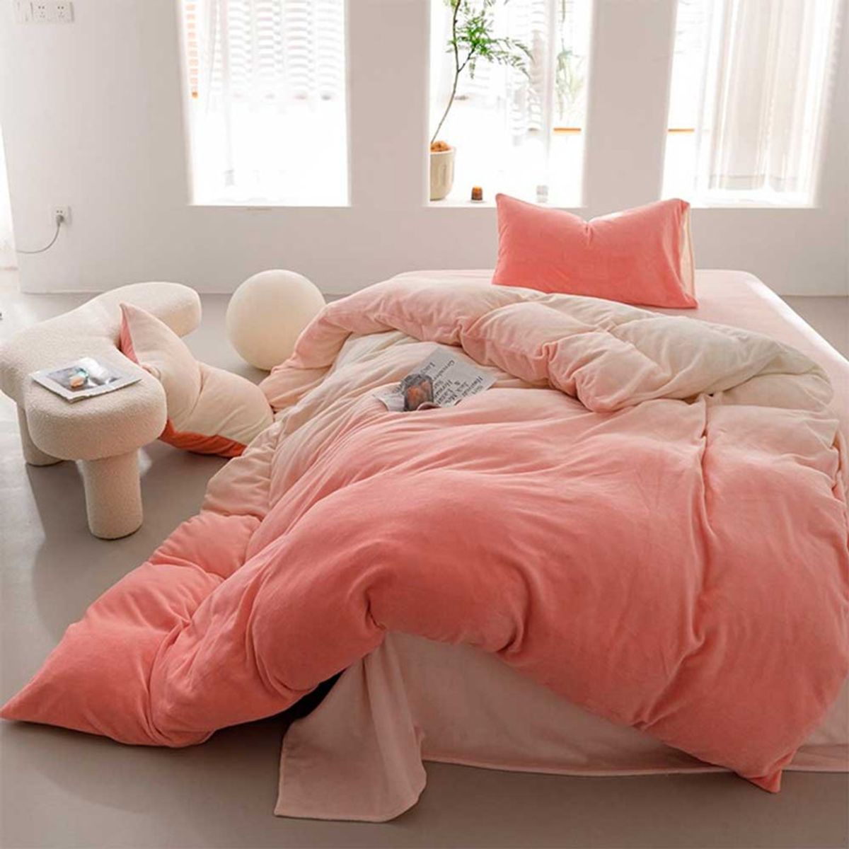 MY HOME STORE - Funda Duvet Piel de Durazno Estampado Degradé Rosado Q