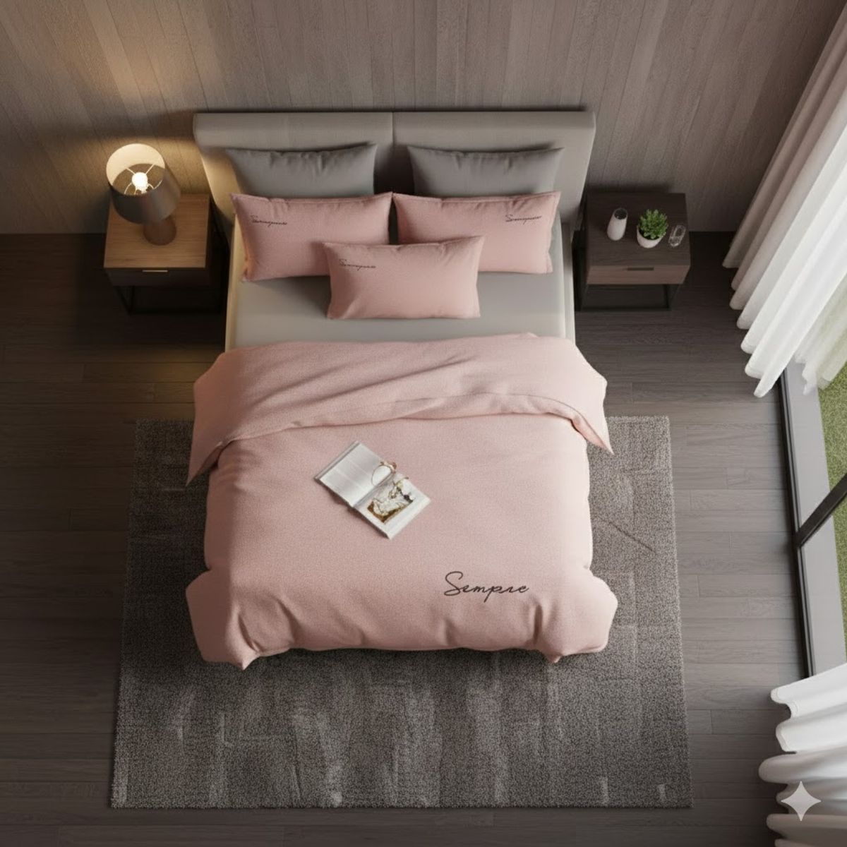 MY HOME STORE - Funda Duvet Microfibra Bordado Sampson Rosado