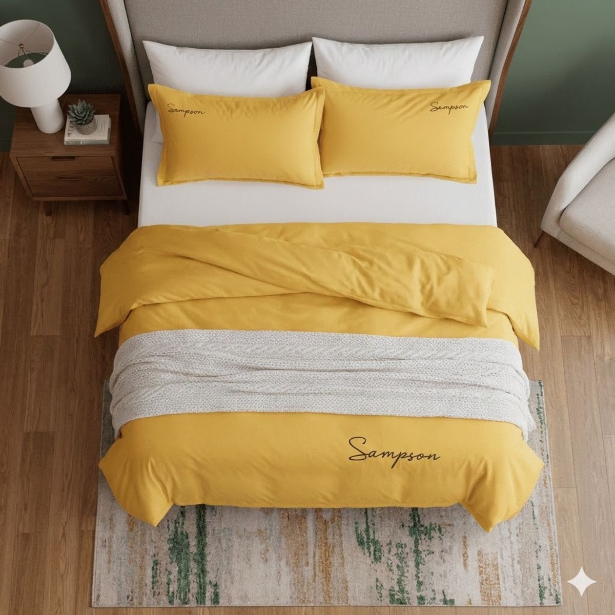 MY HOME STORE - Funda Duvet Microfibra Bordado Amarillo Sampson