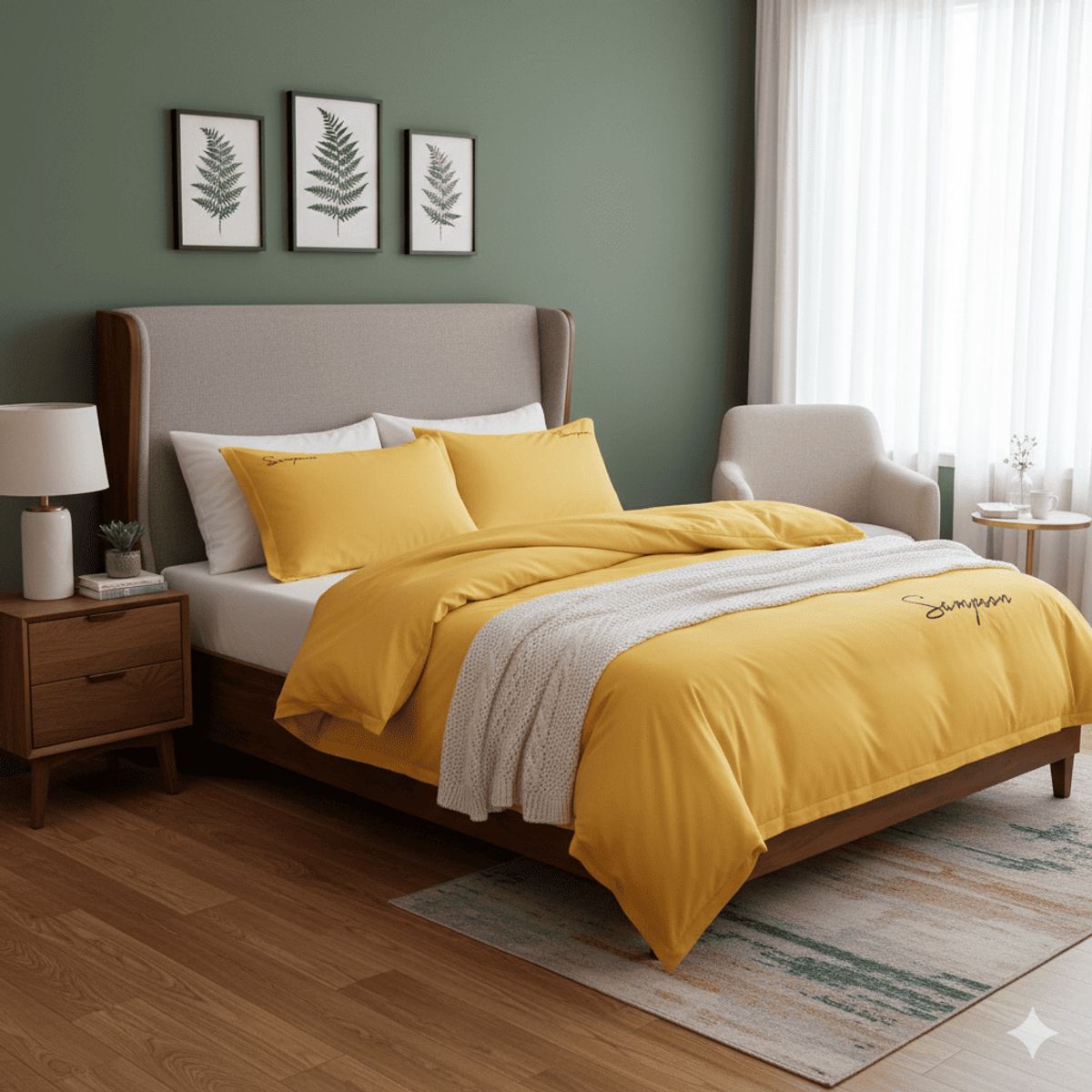 MY HOME STORE - Funda Duvet Microfibra Bordado Amarillo Sampson