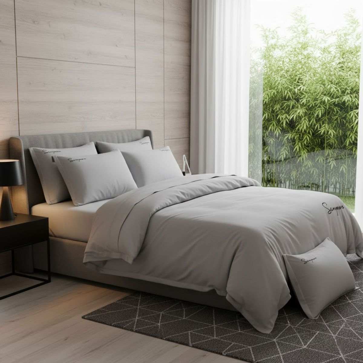 MY HOME STORE - Funda Duvet Microfibra Bordado Gris Sampson