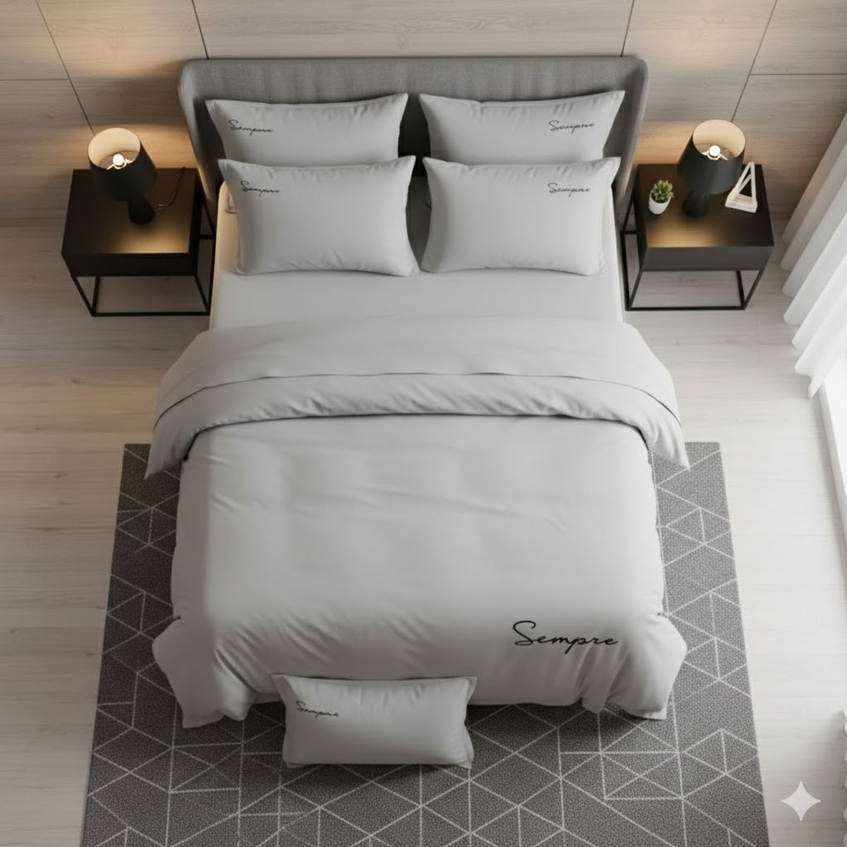 MY HOME STORE - Funda Duvet Microfibra Bordado Gris Sampson