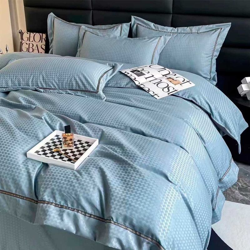 MY HOME STORE - FundaDuvet Algodón Borde Sesgo Azul Grisaceo