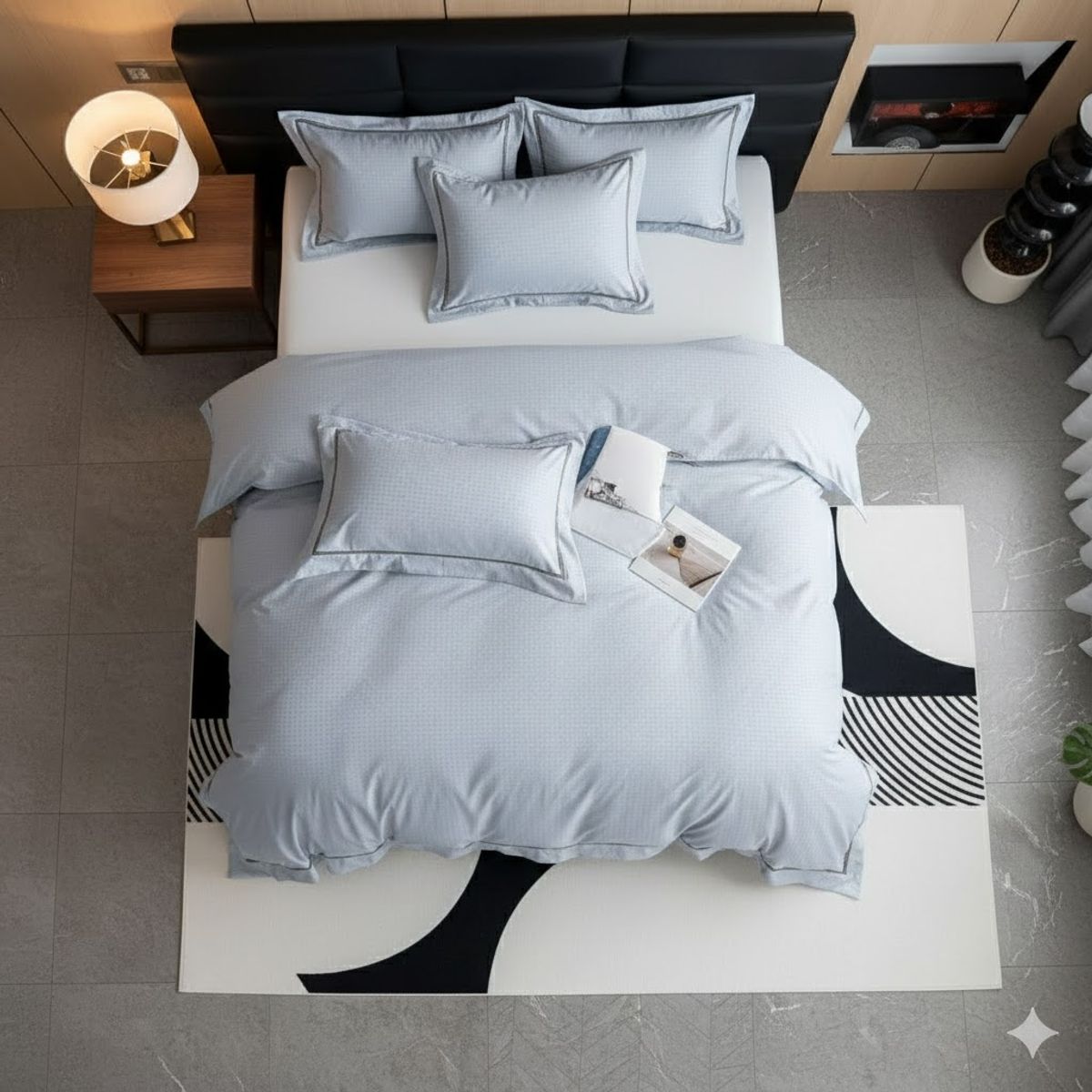 MY HOME STORE - Funda Duvet Algodón Borde Sesgo Azul Cielo