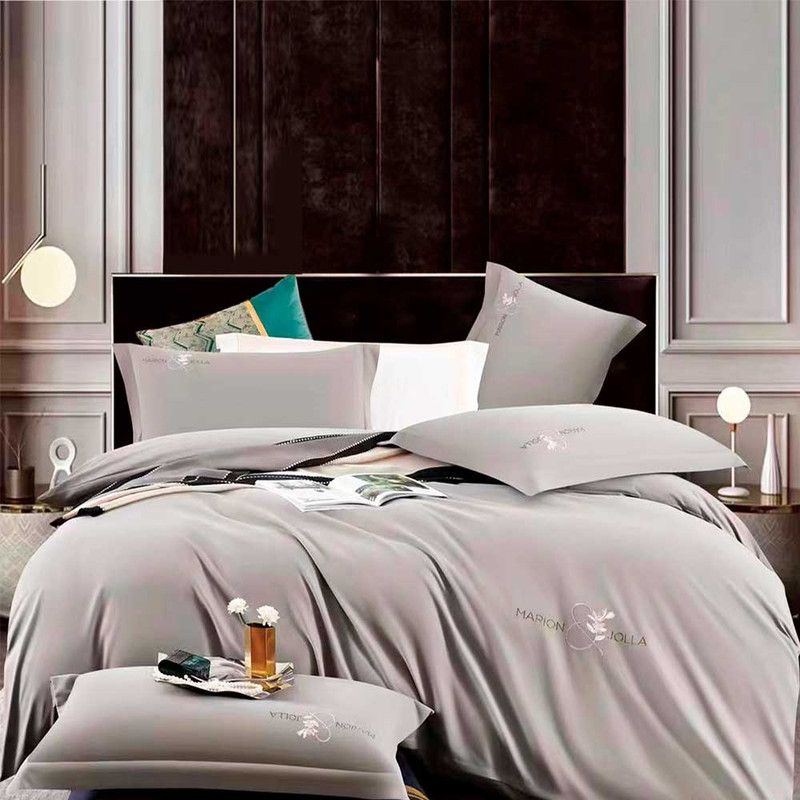 MY HOME STORE - Funda Duvet Microfibra Bordado Gris Claro Marion Jolla