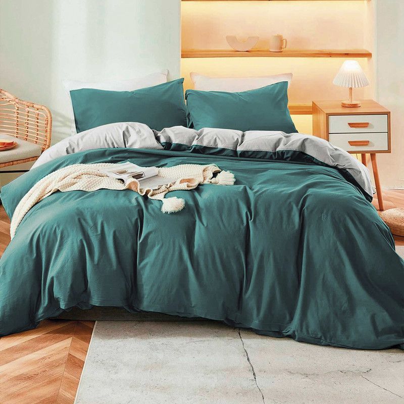 MY HOME STORE - Funda Bicolor Verde Jade - Gris Perla K