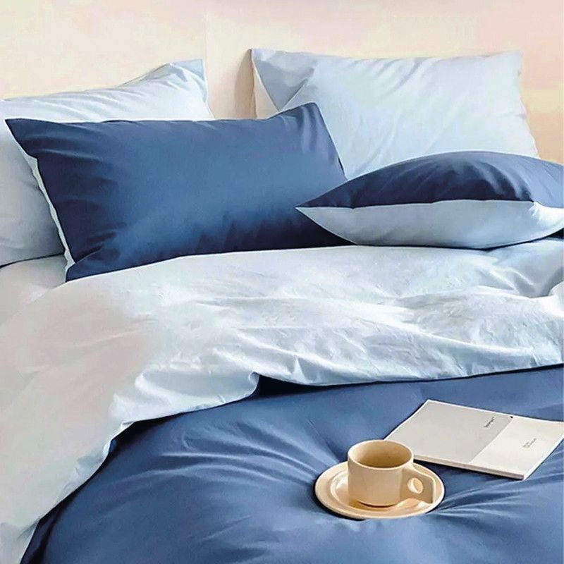 MY HOME STORE - Funda Bicolor Azul Rey - Azul Claro K