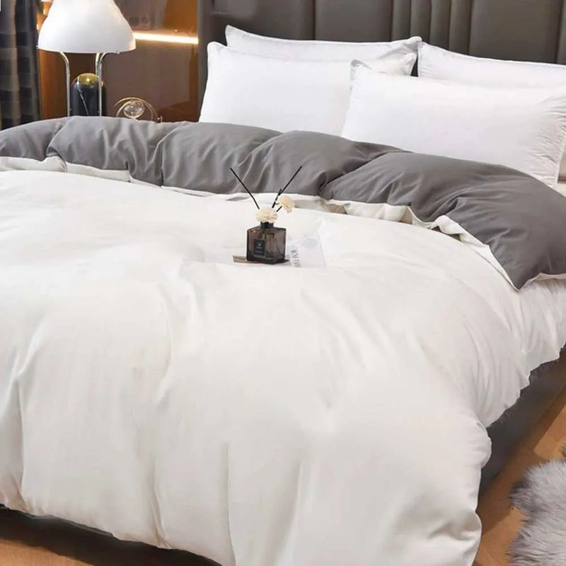 MY HOME STORE - Funda Bicolor Blanco - Gris K